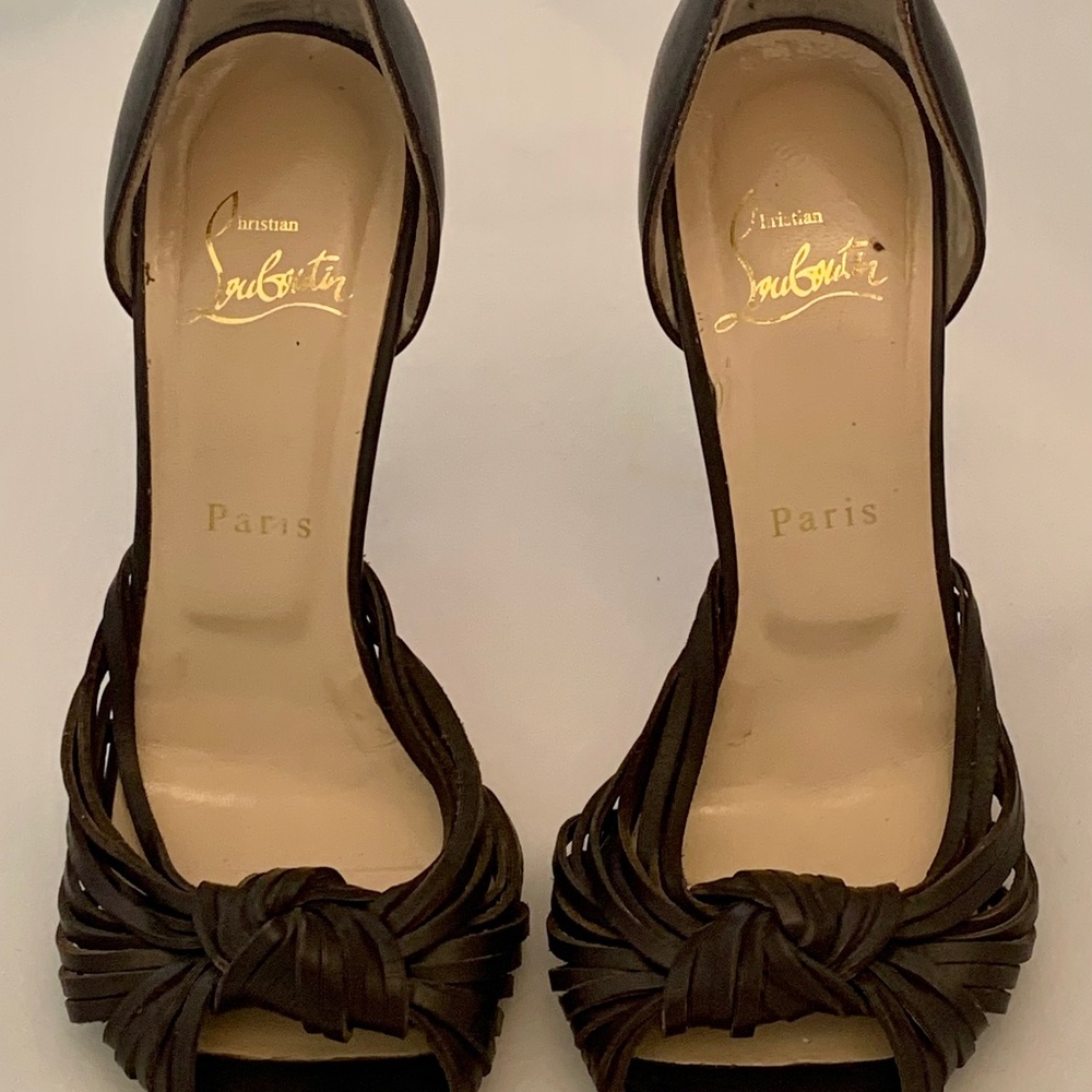 Christian Louboutin Brown Strappy Knot Heels
